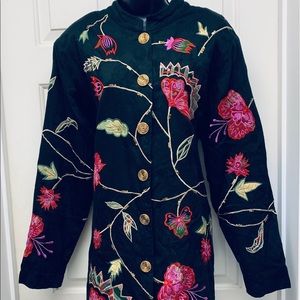 Indigo Moon Boho Embroidered Coat/ Size XL